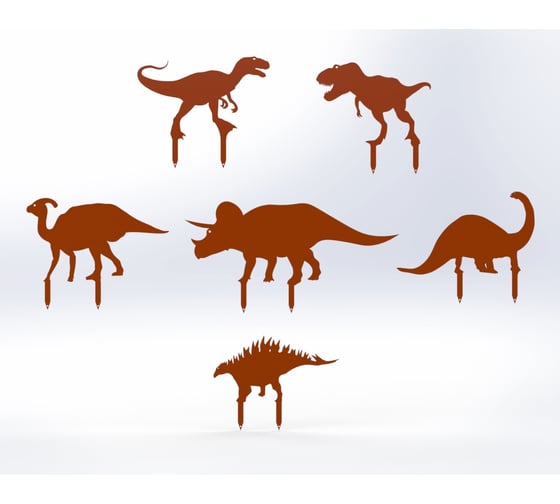 Изображение товара Фигурки садовые металлические ООО Металекс Динозавры 6 шт., оранжевый 115100