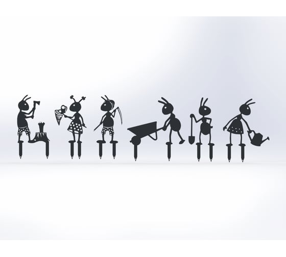 Изображение товара Фигурки садовые металлические ООО Металекс Муравьи 6 шт., серый 115010