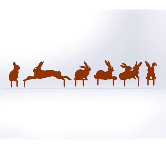 Изображение товара Фигурки садовые металлические ООО Металекс Зайки 6 шт., оранжевый 115154