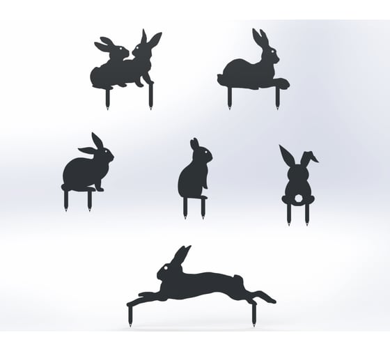 Изображение товара Фигурки садовые металлические ООО Металекс Зайки 6 шт., серый 115145