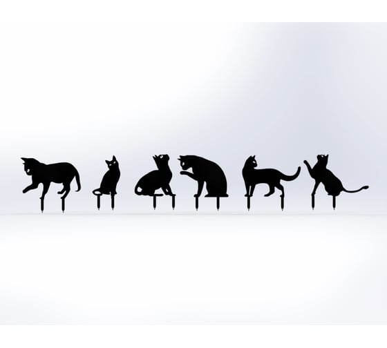 Изображение товара Фигурки садовые металлические ООО Металекс Котики 6 шт., черный 115028