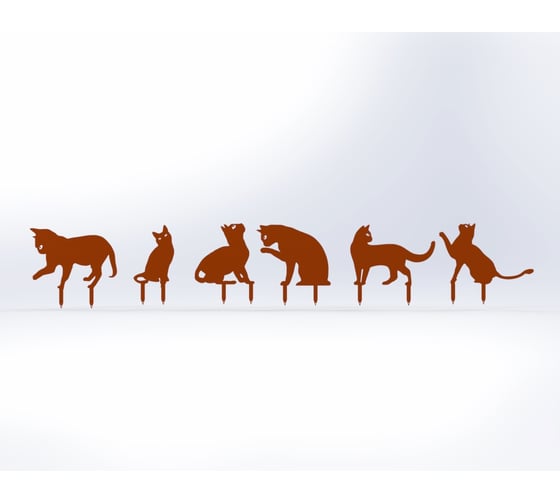 Изображение товара Фигурки садовые металлические ООО Металекс Котики 6 шт., оранжевый 115046