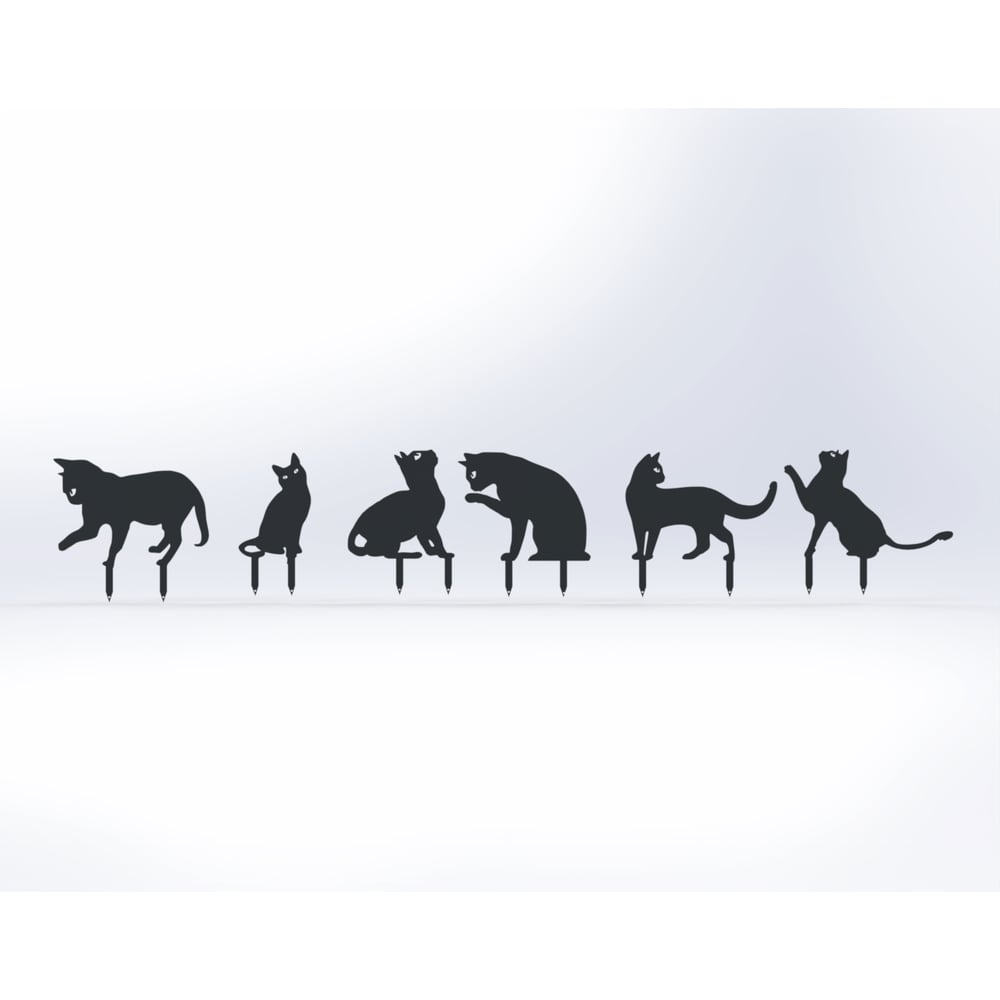 Изображение товара Садовые металлические фигурки котики 6 шт. серого цвета ООО Металекс