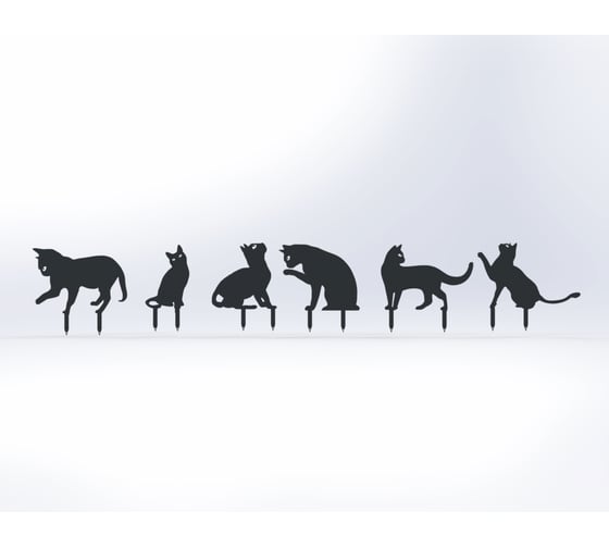 Изображение товара Фигурки садовые металлические ООО Металекс Котики 6 шт., серый 115037