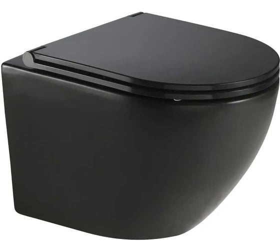 Изображение товара Унитаз подвесной CULTO ANDI черный, безободковый с сиденьем микролифт УТ-99900619