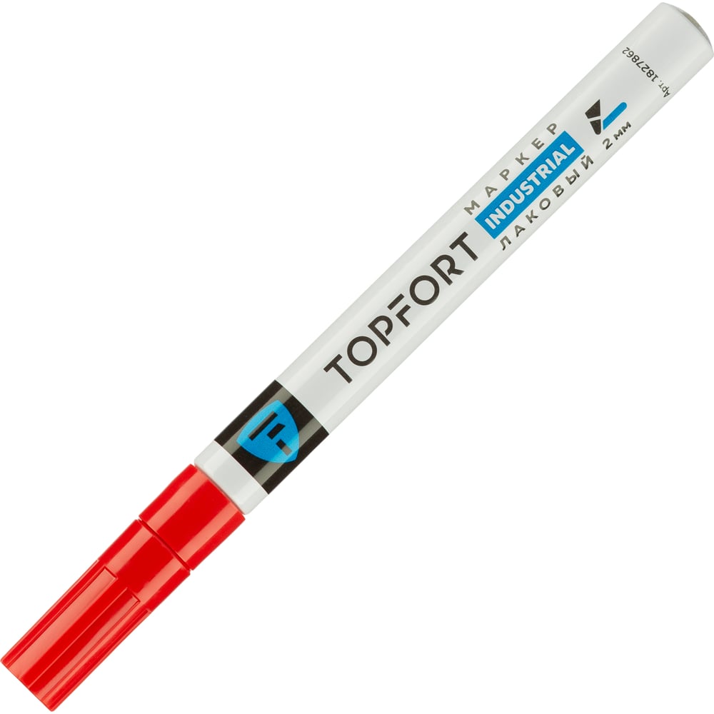 Изображение товара Лаковый маркер Topfort industrial 2 мм красный для металла керамики бетона и пластика