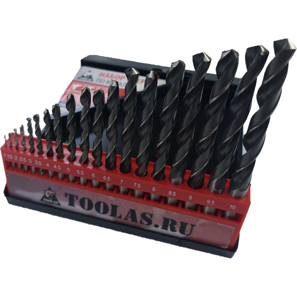 Изображение товара Набор сверл по металлу 1.0 - 10 мм (19 штук) TOOLAS
