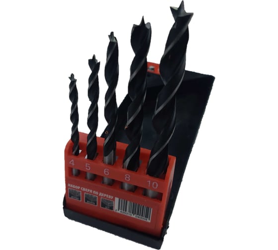 Изображение товара Набор сверел по дереву 4 - 10 мм (5 штук) TOOLAS 00013593