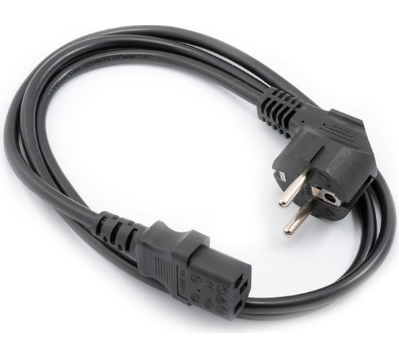 Изображение товара Кабель питания A1 1.2 м., CEE 7/7- С13, 3x0.75 мм², 2200 Вт., черный. A1-PC075-EU-C13-1.2M