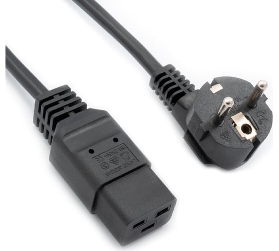 Изображение товара Кабель питания A1 1.8 м., CEE 7/7 –C19, 3x1.5 мм², 3500 Вт., черный. A1-PC15-EU-C19-1.8M