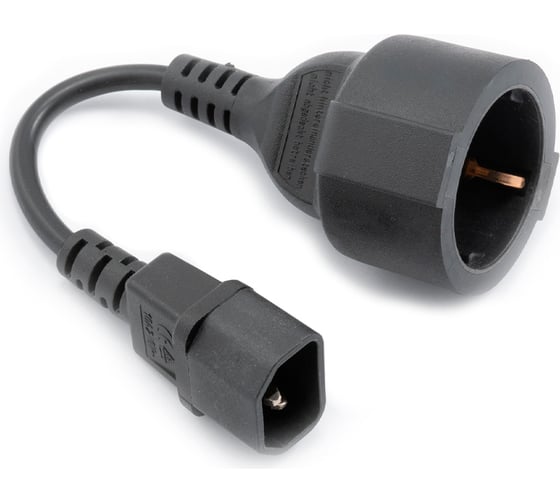 Изображение товара Адаптер питания A1 0.15 м., CEE 7/3- С14, 3x0.75мм², 2200 Вт., чёрный. A1-APC075-EU-C14-0.15M