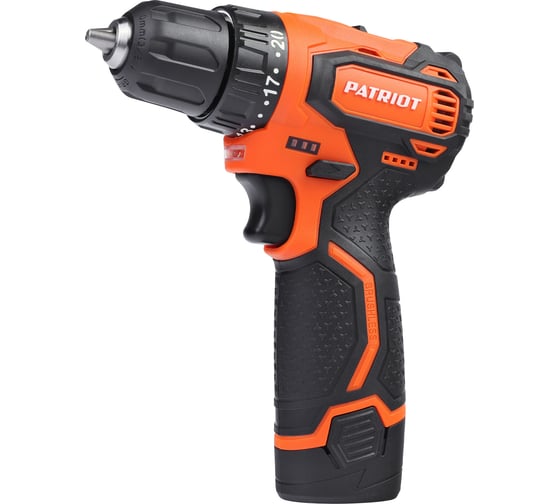 Изображение товара Дрель-шуруповерт аккумуляторная Patriot BR 368Li две АКБ Li Ion 12В 2 0 Ач 45Нм 2 скорости 180201368