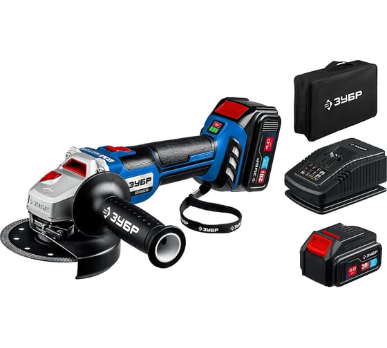 Изображение товара Бесщеточная угловая аккумуляторная шлифмашина ЗУБР Профессионал 2 АКБ, 4 Ач, 20 В AB-125-42