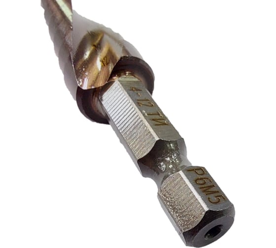 Изображение товара Сверло ступенчатое 4-12 мм, 9 ступеней, кобальтовое покрытие TOOLAS 00003331