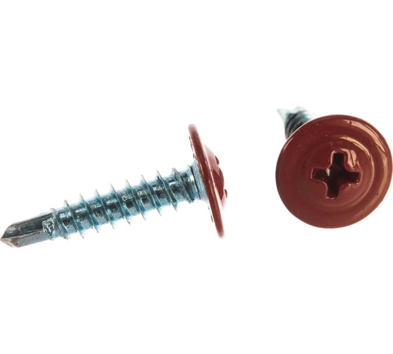Изображение товара Саморез с пресс-шайбой Доброга 4,2x19 цинк, сверло, 1000 шт. RAL3011 Красно-коричневый ЦБ-00017870