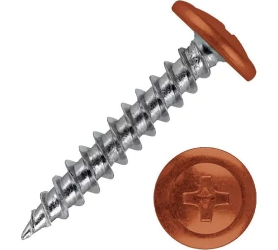 Изображение товара Саморез с пресс-шайбой Доброга 4,2x16 цинк 1000 шт. RAL8004 Медно-коричневый ЦБ-00021849