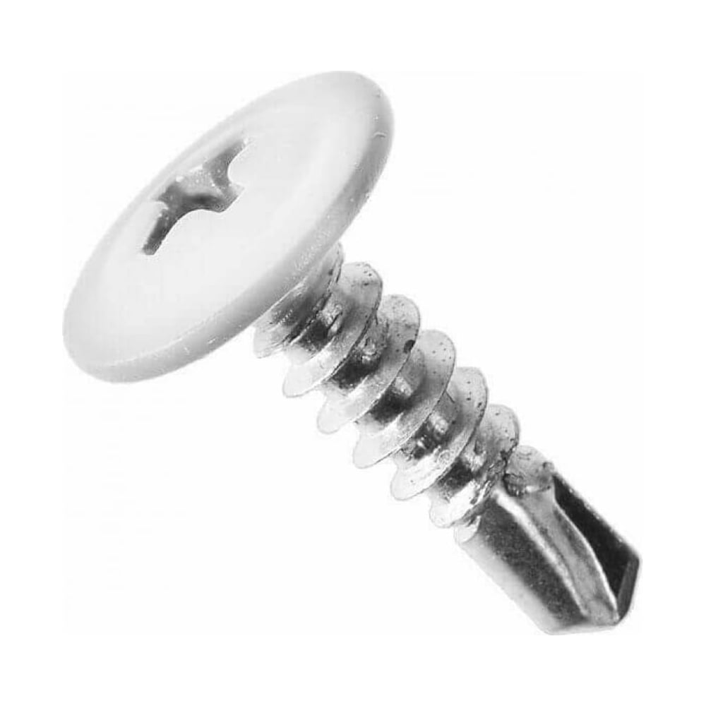 Изображение товара Саморез с пресс-шайбой Доброга 4,2x25 цинк сверло 500 шт белый RAL9003