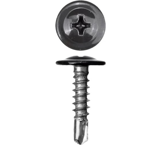 Изображение товара Саморез с пресс-шайбой Доброга 4,2x19 цинк, сверло, 1000 шт. RAL9005 Черный ЦБ-00019702