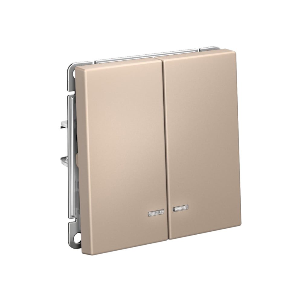 Изображение товара Механизм 2-клавишного выключателя Systeme Electric ArtGallery Песочный с подсветкой 10А