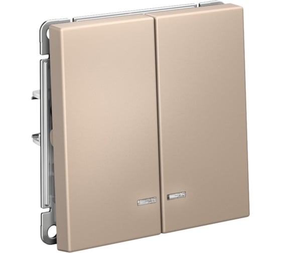 Изображение товара Механизм 2-клавишного выключателя Systeme Electric ArtGallery Песочный с подсветкой, сх.5а, 10АХ GAL001253