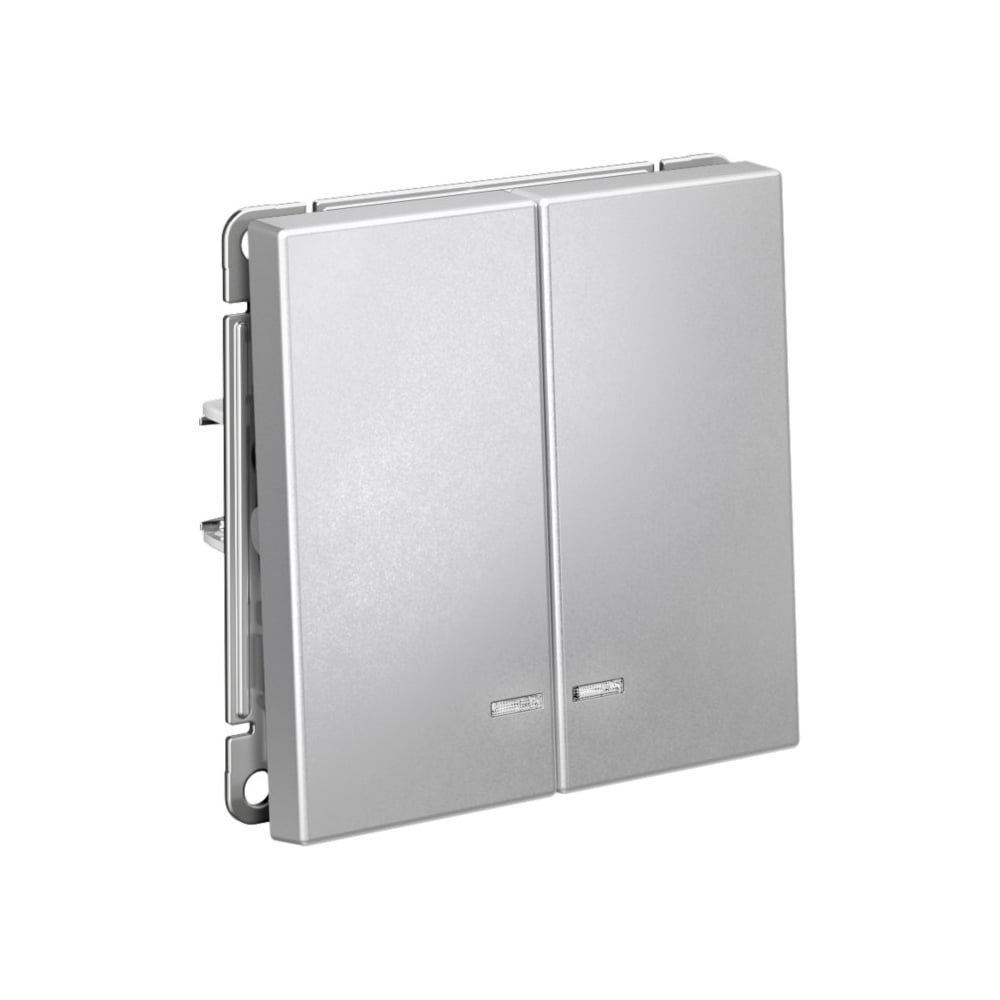 Изображение товара Механизм 2-клавишного выключателя Systeme Electric ArtGallery алюминий подсветка