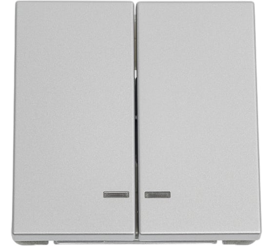 Изображение товара Механизм 2-клавишного выключателя Systeme Electric ArtGallery Алюминий с подсветкой, сх.5а, 10АХ GAL000353