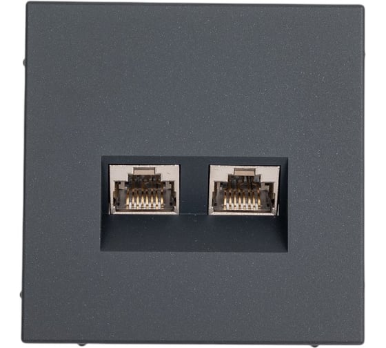 Изображение товара Розетка двойная компьютерная Systeme Electric ArtGallery Базальт RJ45+RJ45, кат.6А, механизм GAL001488