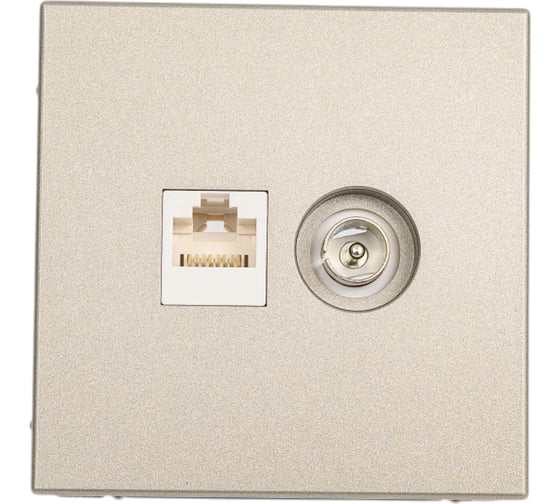 Изображение товара Розетка двойная ТВ + компьютерная Systeme Electric ArtGallery Шампань RJ45, кат. 5Е GAL000589