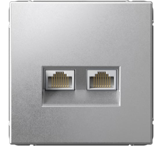 Изображение товара Розетка двойная компьютерная Systeme Electric ArtGallery Алюминий RJ45+RJ45, кат.6А, механизм GAL000388