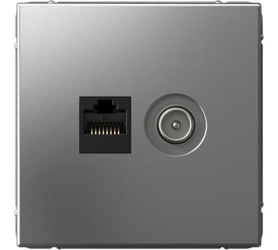 Изображение товара Розетка двойная ТВ + компьютерная Systeme Electric ArtGallery Сталь RJ45, кат. 5Е GAL000989