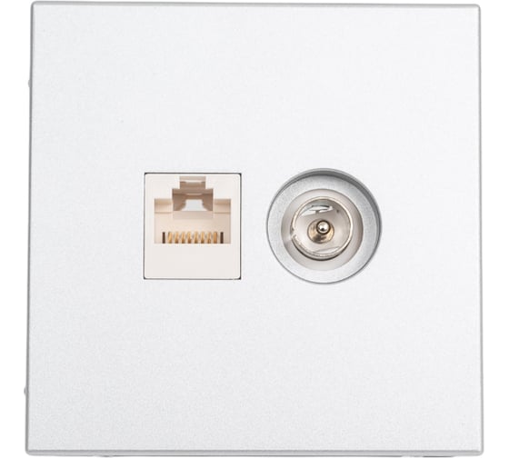 Изображение товара Розетка двойная ТВ + компьютерная Systeme Electric ArtGallery Алюминий RJ45, кат. 5Е GAL000389