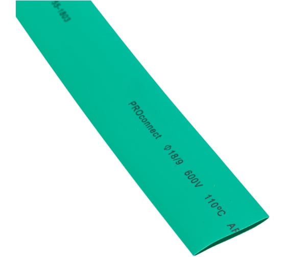 Изображение товара Термоусаживаемая трубка PROCONNECT ТУТ 18,0/9,0мм, зеленая, 50 шт. по 1м 55-1803