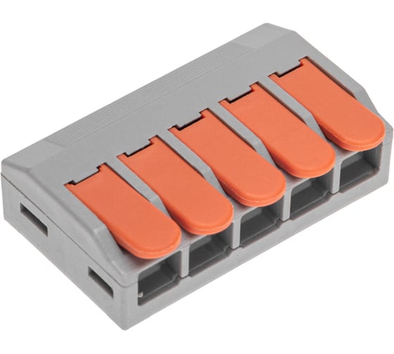 Изображение товара Универсальная клемма REXANT СМК 222-615/221-615, 5-проводная, серая, 0,5-4/6 мм2, 15 шт. 07-5273