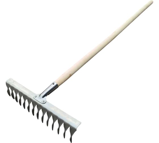 Изображение товара Грабли клепанные с витым зубом ООО ПК Тандем-АГРО ГК-14 зуб., нержавейка 2,0 мм., с деревянным черенком Ф30мм. 1200мм. высшего сорта 4670016433916