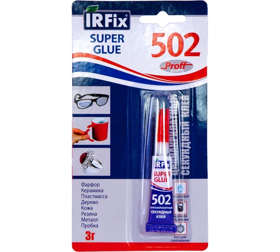 Изображение товара Клей секундный цианакрилатный IRFIX Super Glue 502 бесцветный, 3 гр 20072