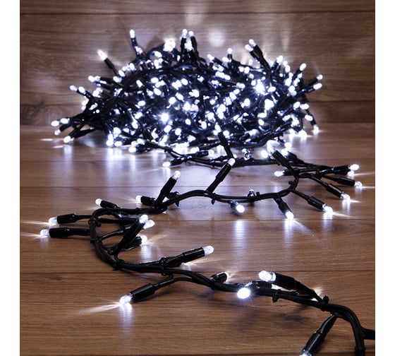 Изображение товара Гирлянда Кластер, Neon-Night 10м, 400 LED белый, черный каучук, IP67, соединяемая 315-265