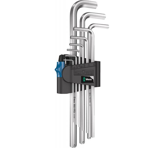 Изображение товара Набор Г-образных ключей WERA 950/9 L Hex-Plus HF 1, 9 пр., 1.5x10 мм, хром, с фикс. функцией WE-022130