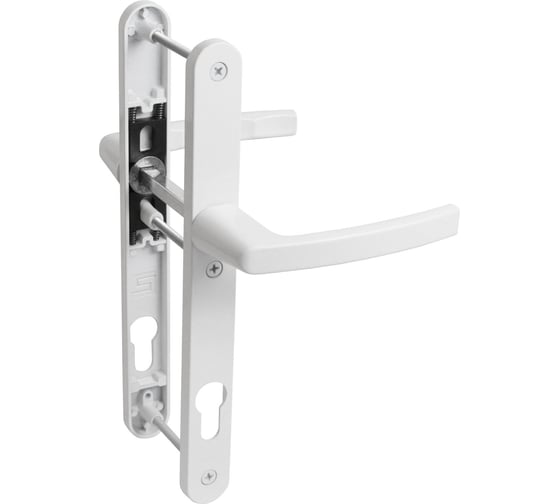 Изображение товара Комплект ручек БУЛАТ РФ 92.25.02.9016 УРАЛ белая с пружин. м/о 92, "под пальчики" для узкопроф. 15992