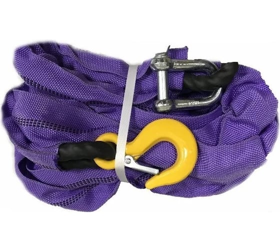 Изображение товара Буксировочный трос ООО ПКФ Сварком 13 мм диаметр, 5 м длина в чехле с крюком 0,75 т и скобой, из полиамидного каната c000580920