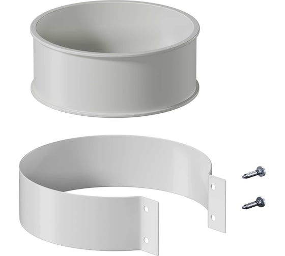 Изображение товара Хомут комплект KRATS D100, резиновый хомут, хомут стальной гнутый, саморезы 2 шт H-01