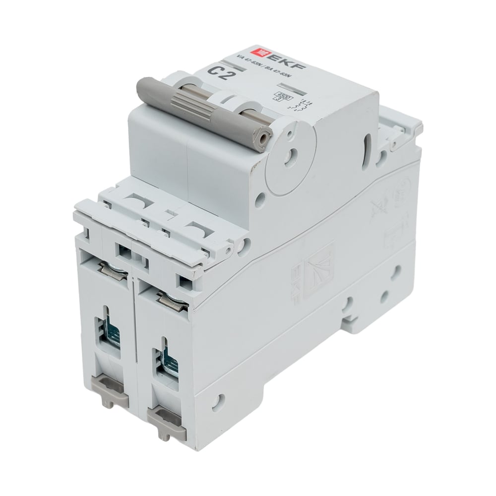 Изображение товара Автоматический выключатель EKF ВА 47-63N 2P 2А (C) 4,5 кА PROXIMA M634202C