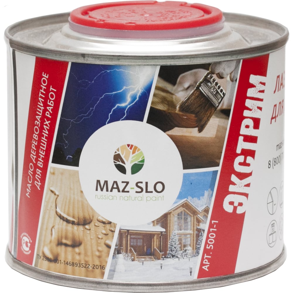 Изображение товара Лазурь для дерева MAZ-SLO Экстрим бесцветная 0.35л — защита фасадов и заборов