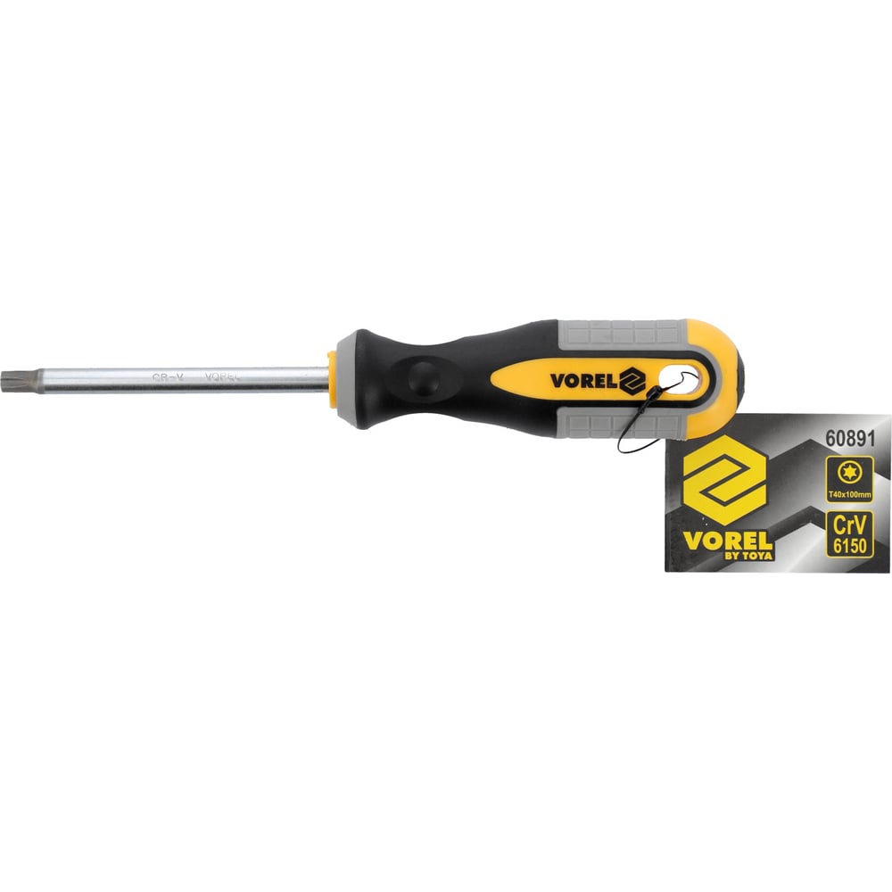 Изображение товара Отвёртка VOREL TORX T40x100мм CrV полупрофессиональная сталь