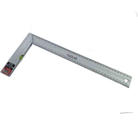 Изображение товара Угольник столярный с уровнем TOOLAS 400 мм, алюминиевый 00003416