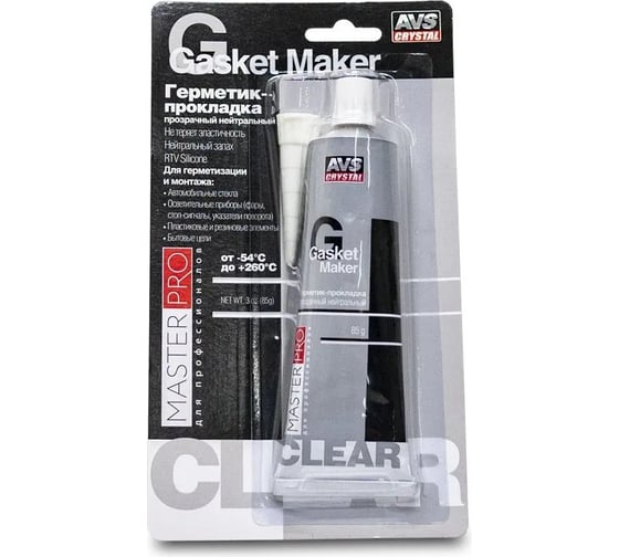 Изображение товара Герметик-прокладка Прохим AVS AVK-347 MasterPro прозрачный, нейтральный, 85 гр. A40277S