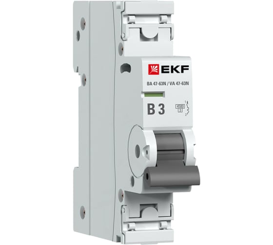 Изображение товара Автоматический выключатель EKF ВА 47-63N 1P 3А (В) 4,5 кА PROXIMA M634103B