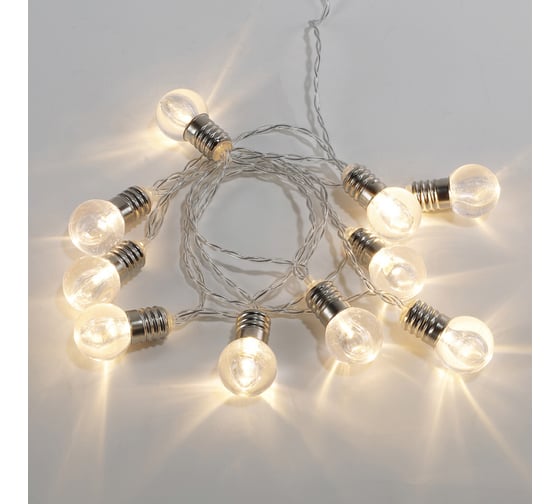 Изображение товара Светодиодная гирлянда NEON-NIGHT лампочки, 10LED, 1.5м 2хАА 304-015