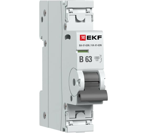 Изображение товара Автоматический выключатель EKF ВА 47-63N 1P 63А (В) 4,5 кА PROXIMA M634163B