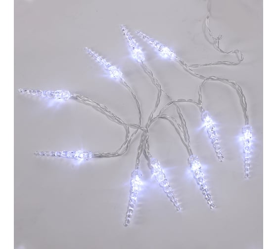 Изображение товара Гирлянда Neon-Night Сосульки 1,5 м, 10 LED белый, прозрачный ПВХ, 2 х АА 303-094