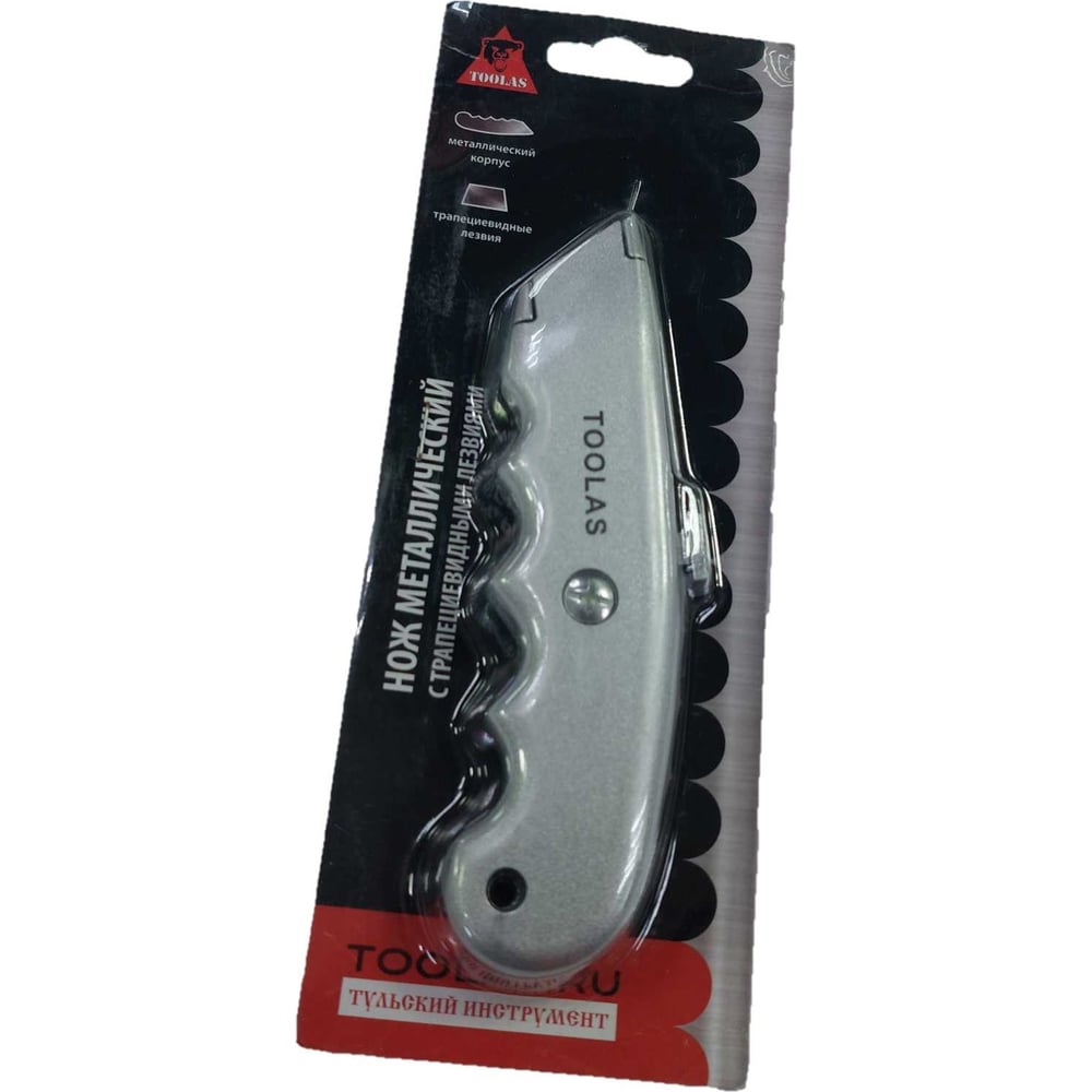 Изображение товара Нож прямой для трапециевидных лезвий TOOLAS 00000003471 побеленный и выдвижной